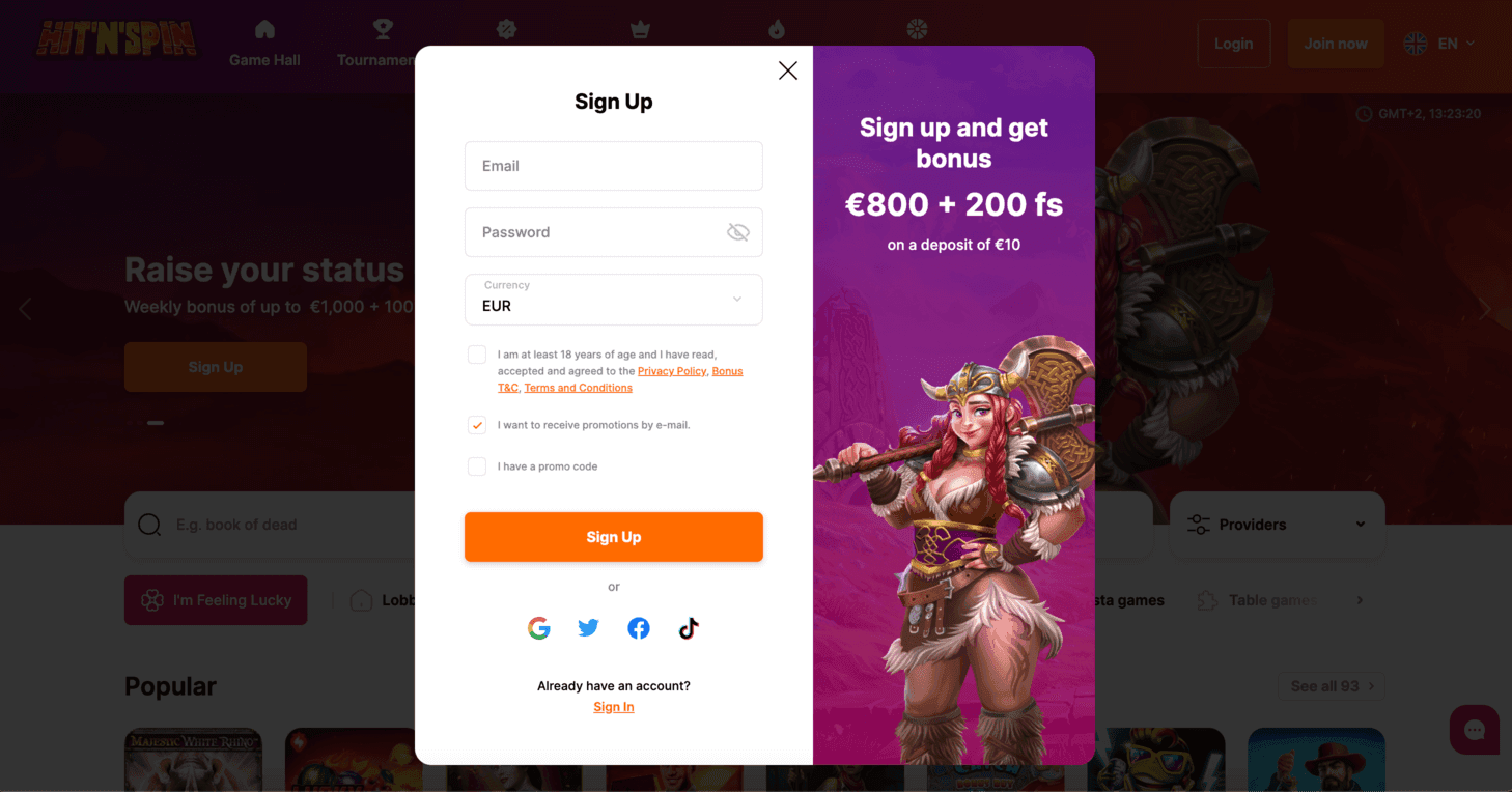 HitnSpin Registration and Login